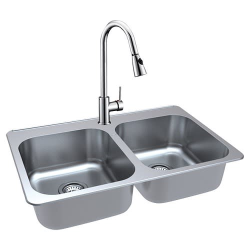 Double Kitchen Sink With Tap
