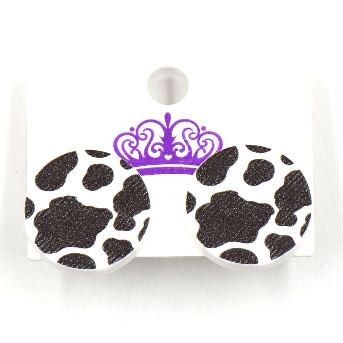 1Pair New product CN Stud earring Round Cow Print TRENDY Acrylic stainless steel Jewelry For women
