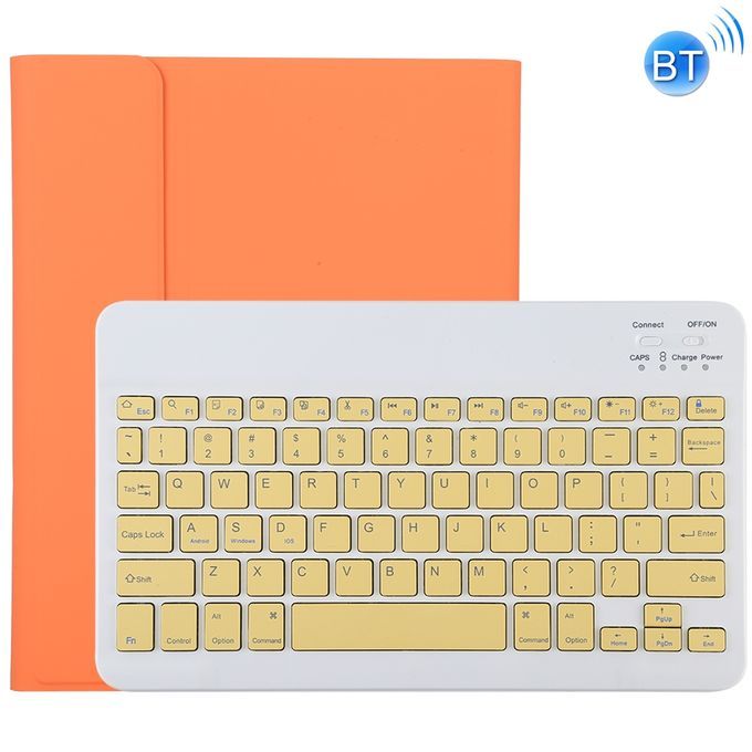 TG11B Detachable Bluetooth Yellow Keyboard + Microfiber Leather Protective Case For IPad Pro 11 Inch (2020), With Pen Slot & Holder (Orange)