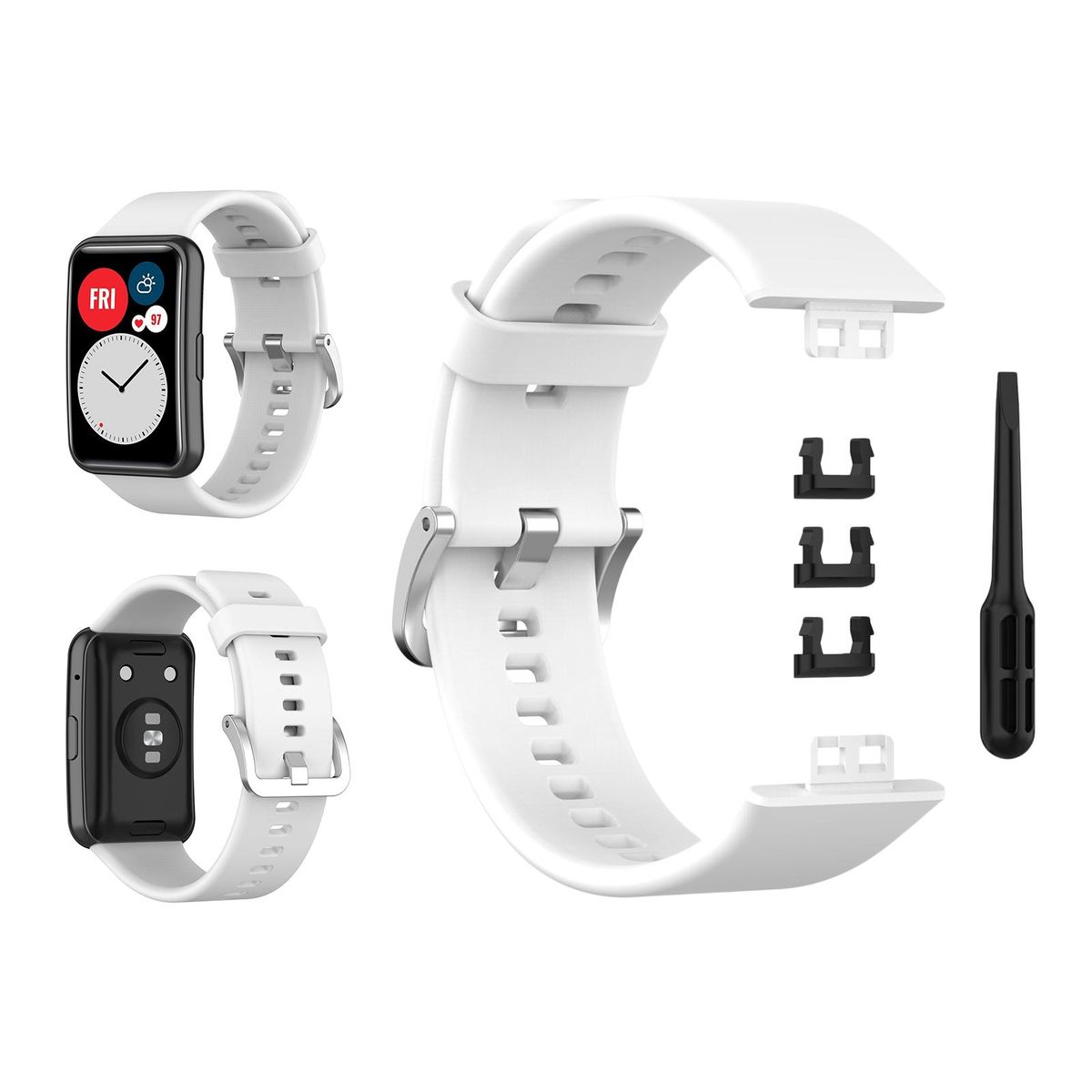 Silicone Watch Band Strap For   Watch Fit TIA-B09 TIA-B19 White