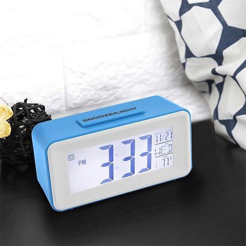 Digital LED Alarm Clock With Week Snooze Thermometer Watch - Blue