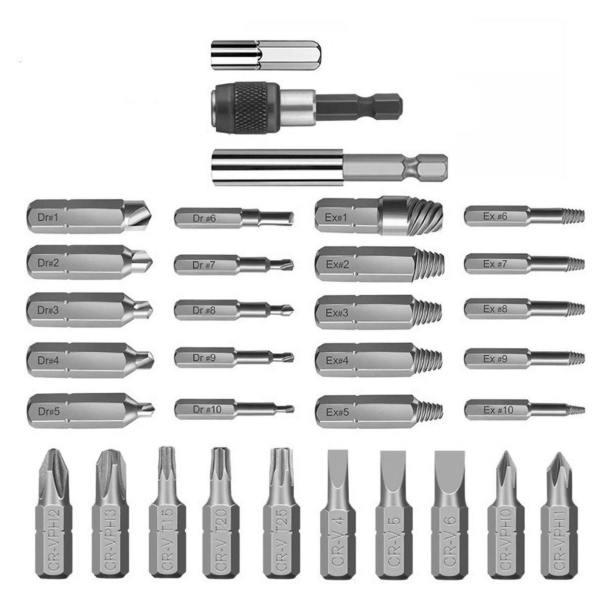 33pcs Damaged Screw Extractor With Drill Bit Set Bolt