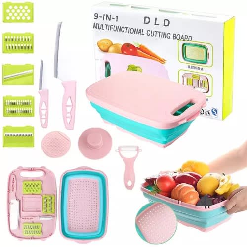 9 In 1 Kitchen Chopping Board - Folding Drain Basket