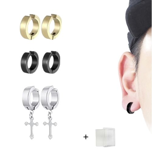 6 Pcs Classy Silver Gold Black Unisex Magnetic Shape Ear Clip Stainless Steel Men Women Non Piercing Earring Fashion Jewelry Punk Rock Style Mens Earrings