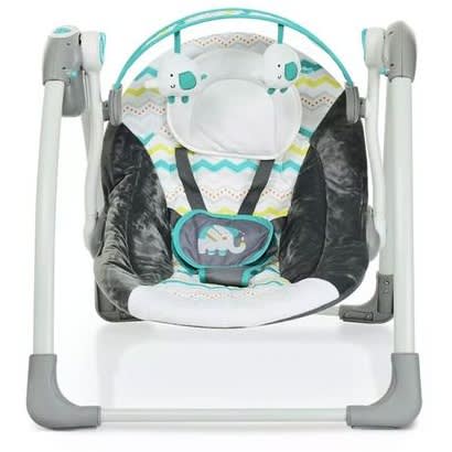 Deluxe Portable Baby Swing Toddler Swing - Green And Grey