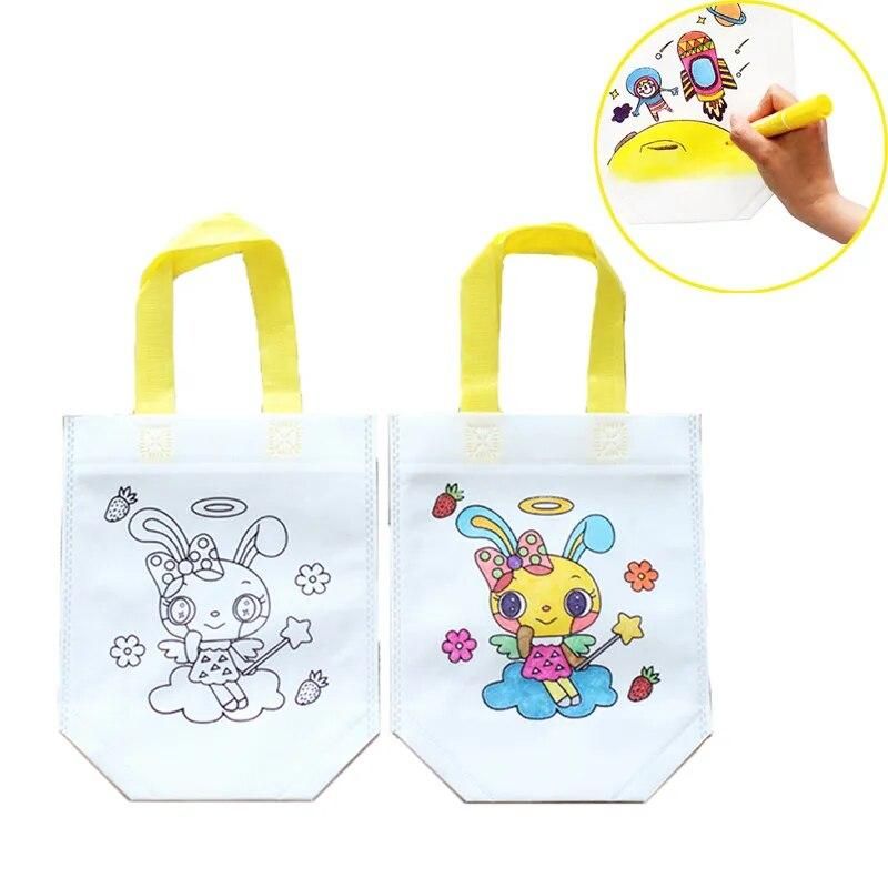 20Pcs /Lot Graffiti Handbag DIY Eco-friendly Bag Handmade Painting Puzzles Color Filling Drawing Material Kids Art Craft Toys