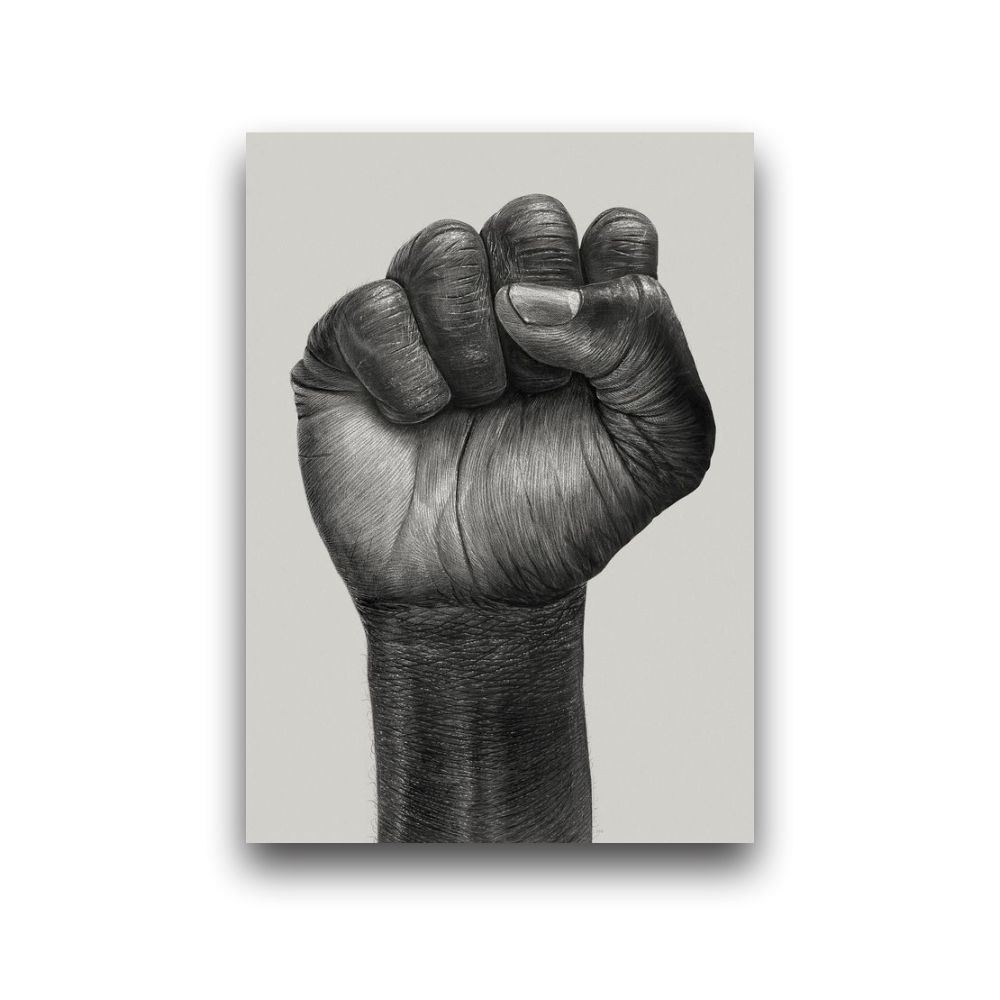 Black Fist Up Wall Art Canvas