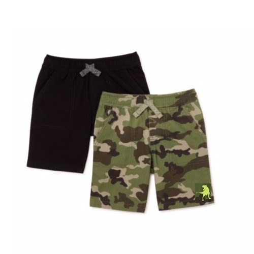 365 Kids Boys Multi 2 Pack Shorts - Camo & Black
