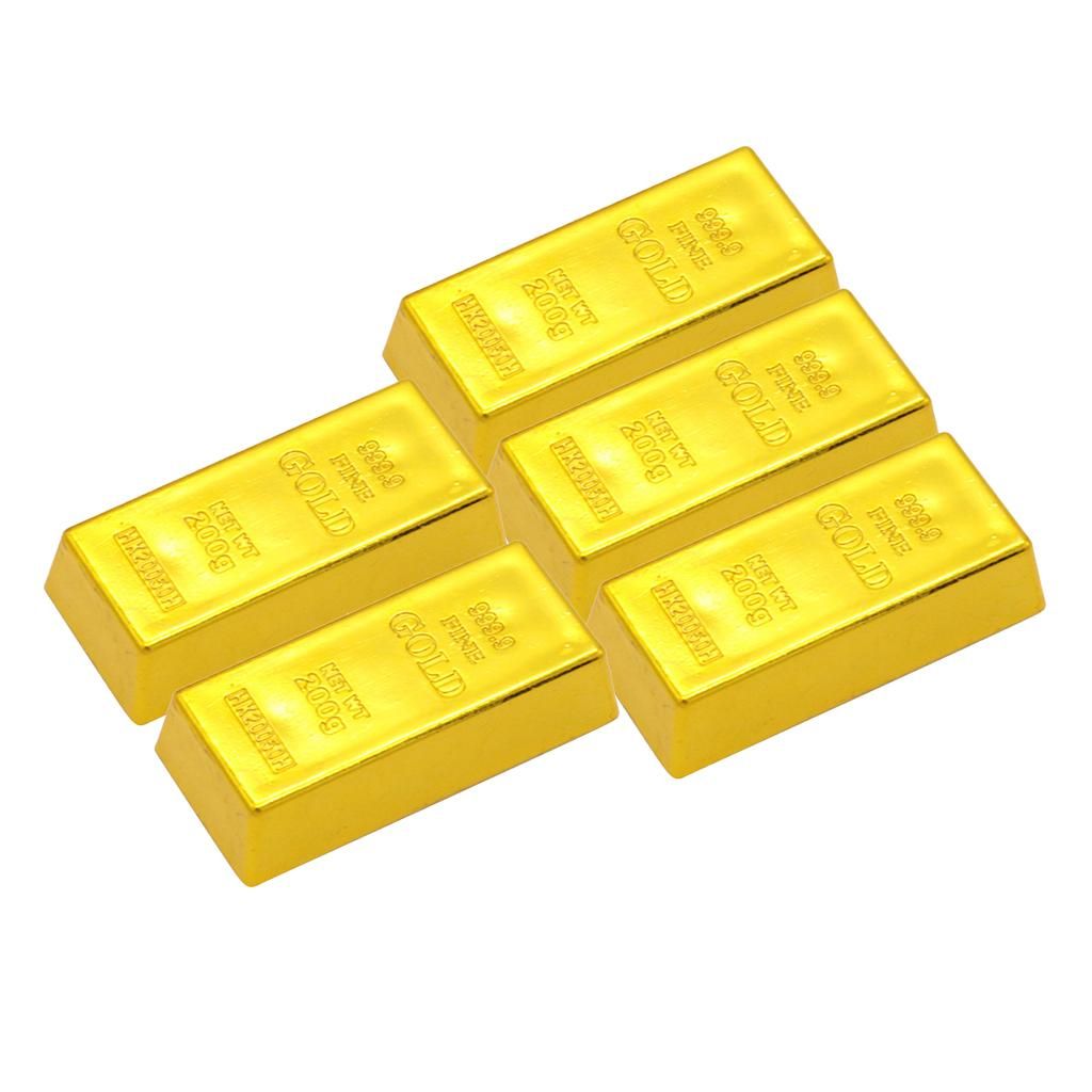 5pcs  Gold Bullion Bar Paperweight Door Stop For Childen Kids Toy