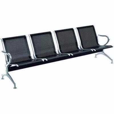 Office Reception Waiting Chair - 4 Seater - Black