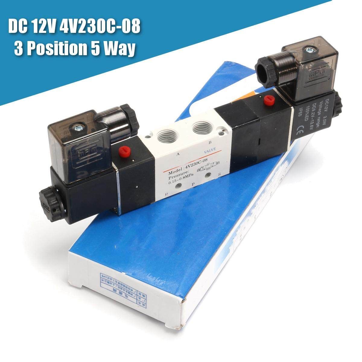 12V 4V230C-08 3 Position 5 Way Inner Guide Type Pneumatic Air Solenoid Valve