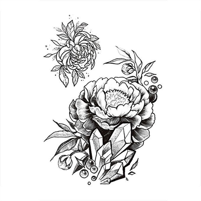 1 Sheet 3D Big Rose Peony Flower Girls Temporary Tattoos
