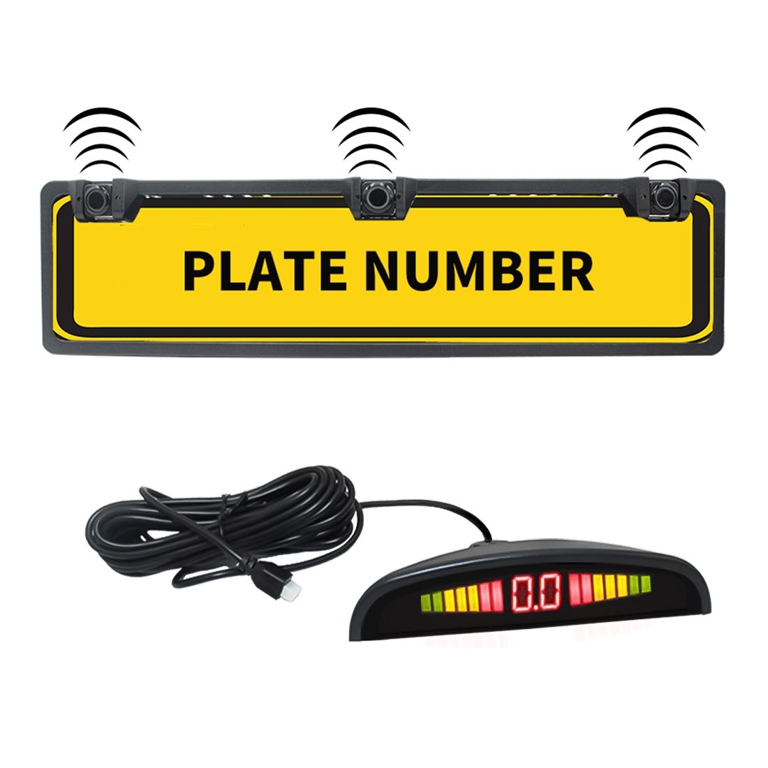 PZ300L Europe Car License Plate Frame Parking Sensors Reversing Radar With 3 Radar Detector