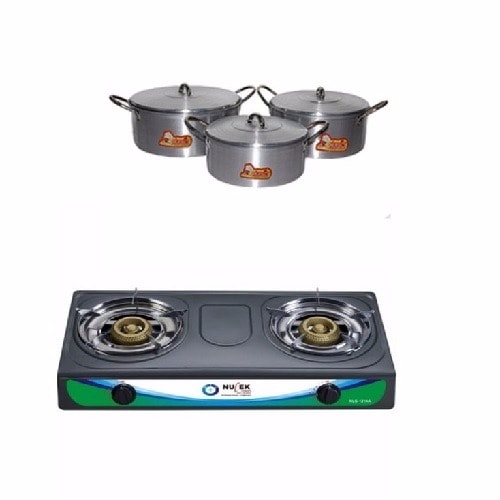 3 Big Size Pots and Table Top Gas Cooker Kitchen Bundle