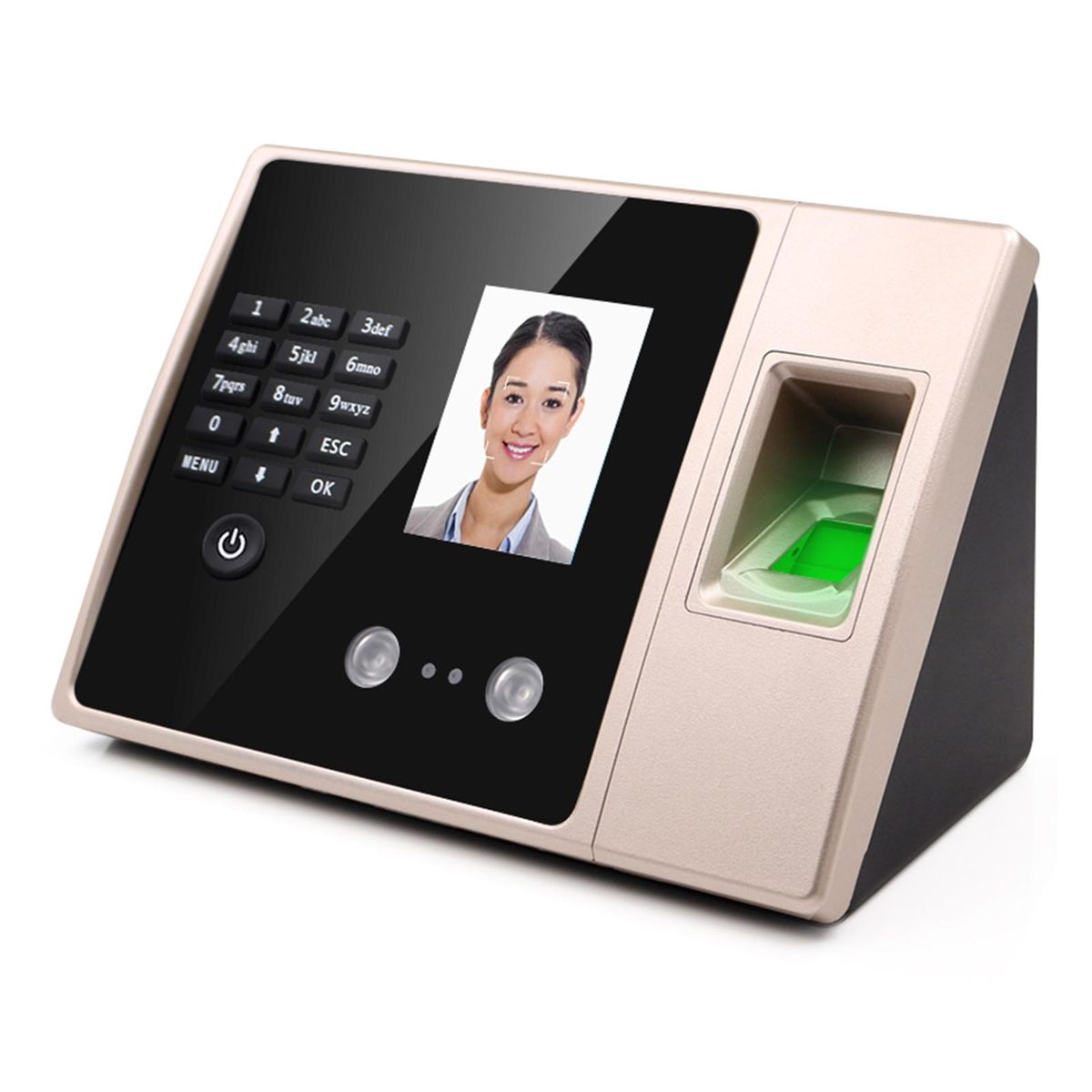 Intelligent Biometric Fingerprint Time Attendance Machine with HD Display Screen Time Clock Support Face Fingerprint Password Employee Checking-in Recorder Reader Support USB Disk Access Control Multi-language Password Recognition