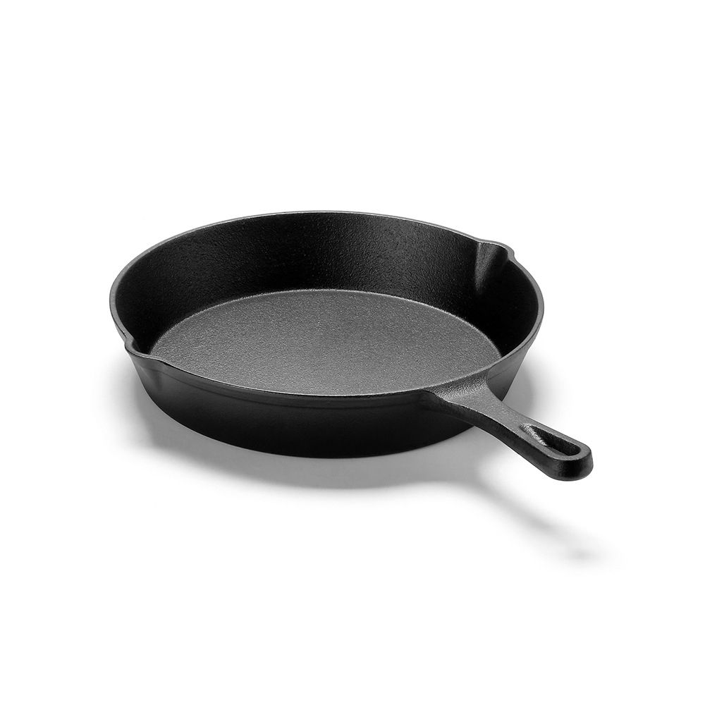 Cast Iron SKillet Frying Pan With Double Grease Pour Spouts