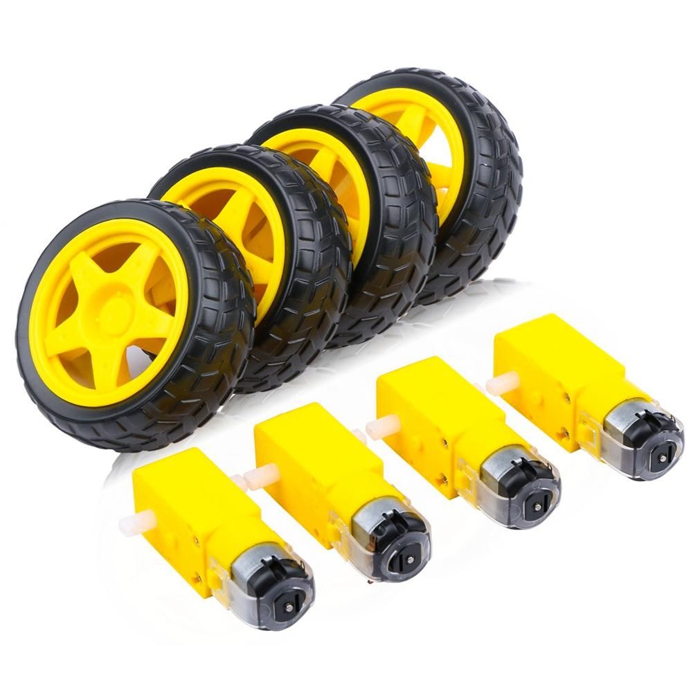 4PCS DC Electric Motor  Plastic TT Motor Tire Wheel Dual Shaft Gear Motor TT Gearbox Engine for Smart Car