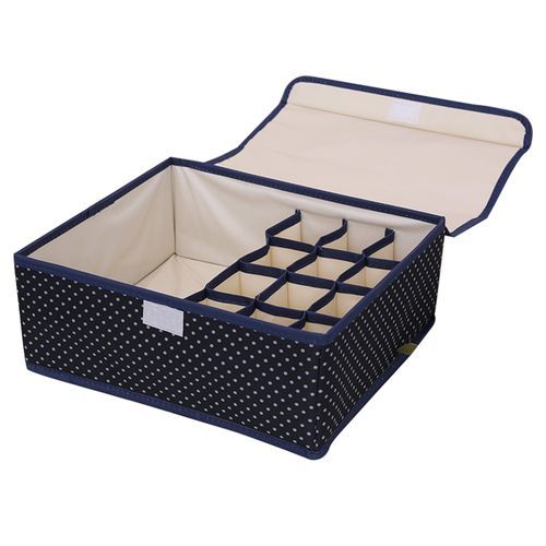 13 Compartments Underwear Bra Storage Box Washable-Black