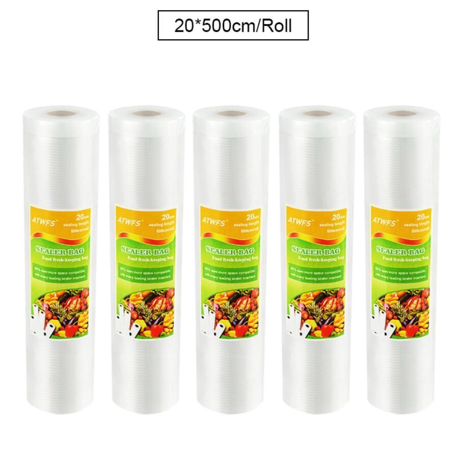 5 Rolls/lot Vacuum Sealer Bags Food PaSealing Machine Packer Packing Sachet Plastique Saver 12/17/20/25/28*500cm