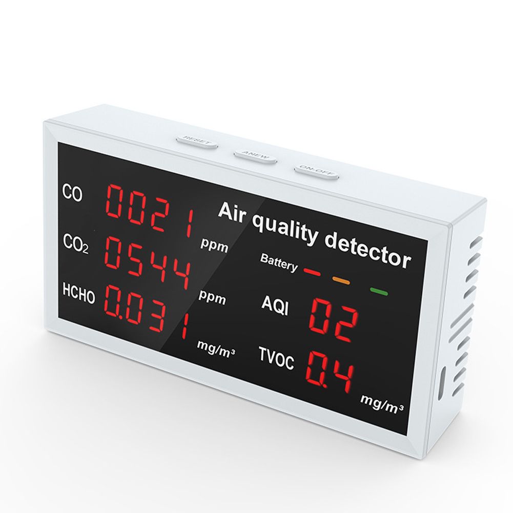 5 In 1 Multifunctional Detector LED Display CO CO2 HCHO TVOC