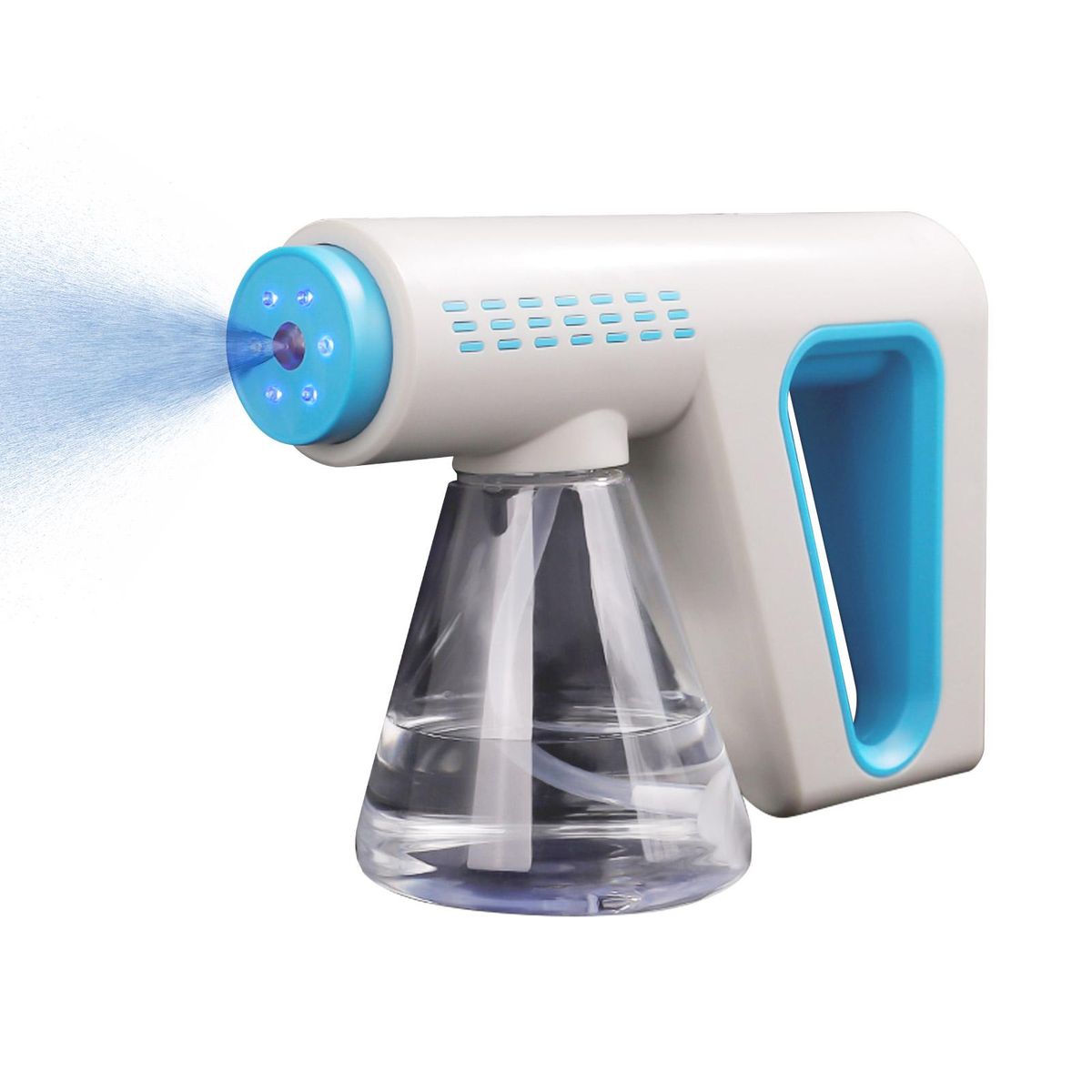 Nano Atomizer Sprayer Wireless Blue Light Handheld Rechargeable Disinfectant Fogger Machine 300ml/11oz Capacity 2 Levels Adjustment Sanitizing Fogger Sprayer Nano Spray Machine Humidifier for Home Office School Salon