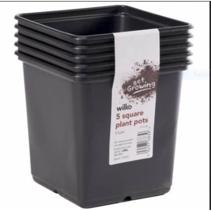 Black Square Plant Pot 11cm- 5 in 1Pack