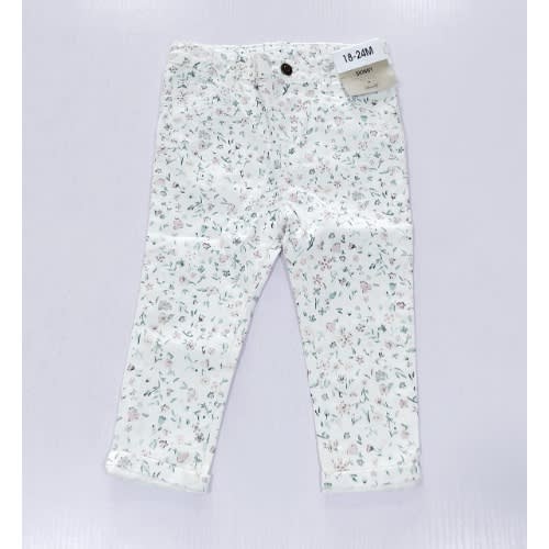 Girls Floral Jean - White