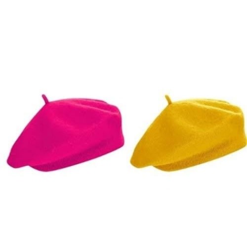 Berets  - Set Of 2 -  Pink & Yellow