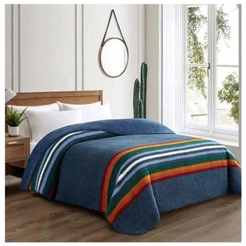 King Bed Blanket Serape Blue Stripe