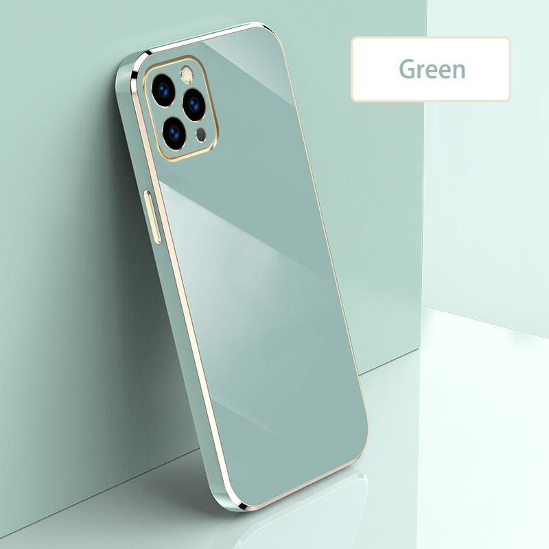 Ultra Thin Plating Phone Case for iPhone 11 Pro Max Lens Protection soft Phone Back Cover-Green