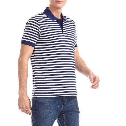 Navy Striped Polo