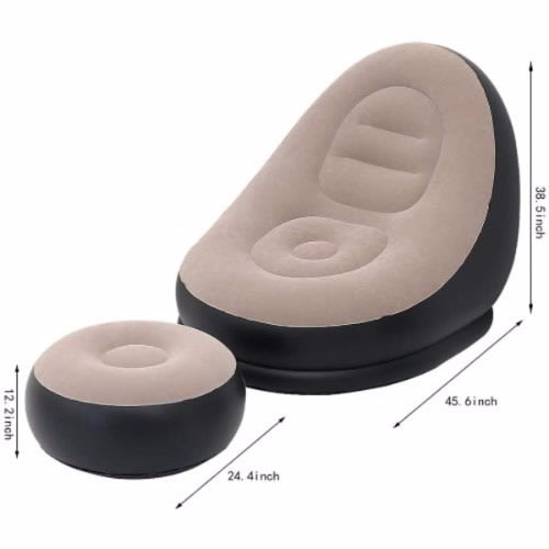 Inflatable Sofa With Foot Rest + Electric Pump - Gray