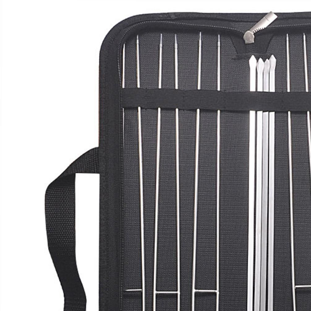 10PCS Barbecue Skewer Sticks with Storage Bag Grilling Roasting Sticks Forks Reusable Metal Skewers Stainless Steel BBQ Shish Kabob Tools for Hot Dog Meats Vegetables Steak Outdoor Picnic