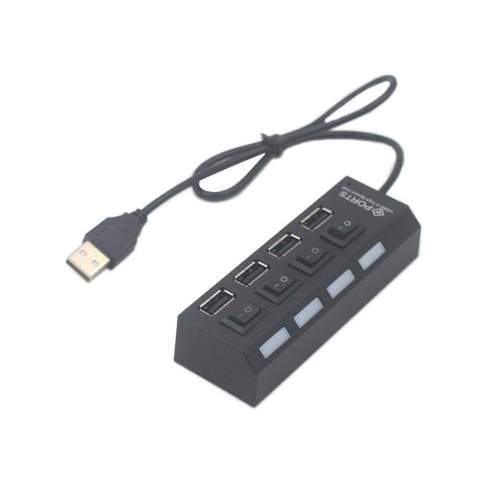 4-Port USB 2.0 Hub With Individual LED Lit Power Switches