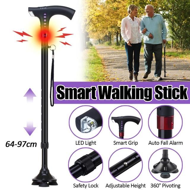 Smart Fm Radio Old Man Woman Walking Stick Lighting Alarm