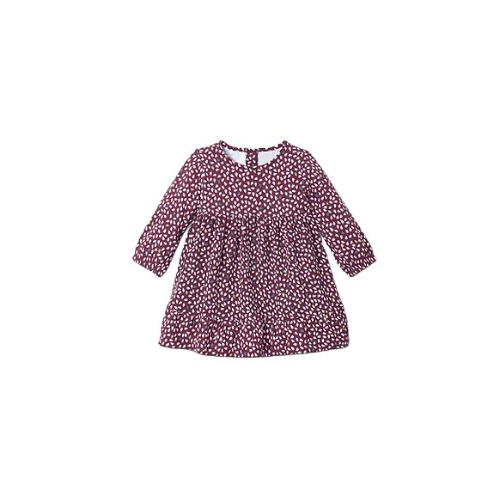 Baby Girls Printed Dress - Burgundy Combo