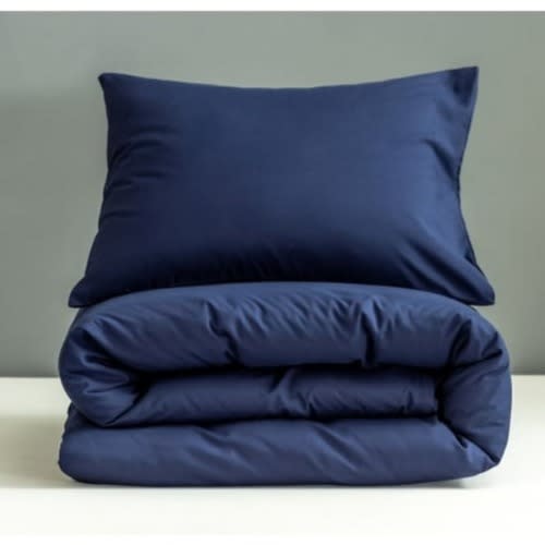 Bedsheet  Duvet And Four Pillowcases - Navy Blue