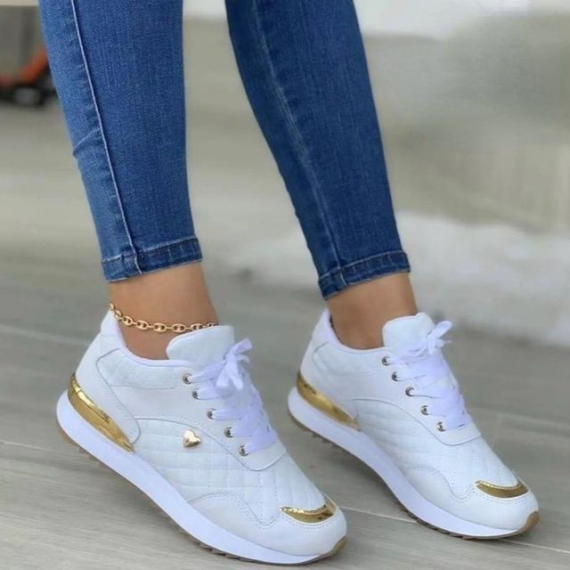 Women Sneakers Mesh Patchwork Lace Up Ladies Flats Outdoor Running Walking Shoes Comfortable Breathable Female Footwear(#White)