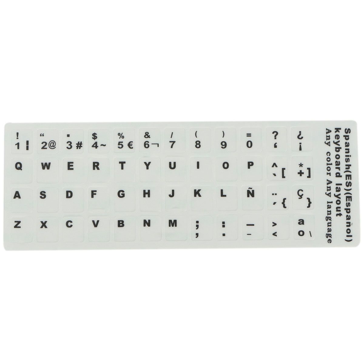 Spanish Keyboard Sticker For Computer Laptop White Sticker Black Letters Black Characters On White Background