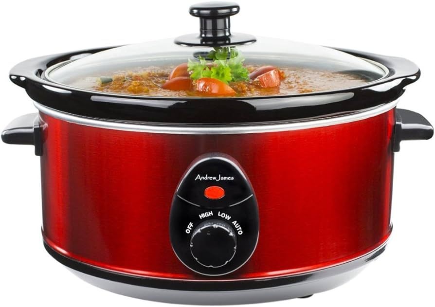 Slow Cooker Tempered Glass Lid,ceramic Bowl,easy Clean 8ltrs