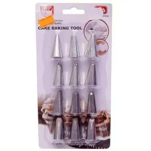 Nozzle Set Cake Baking Tools - Silver - 12 Pcs