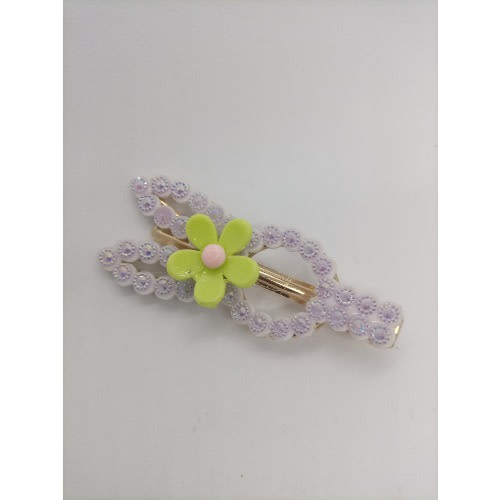 Shimmery Glitter Flower Hair Clip - Lilac