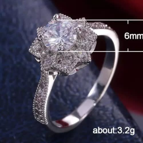 925 Cubic Zirconia Silver Engagement Ring