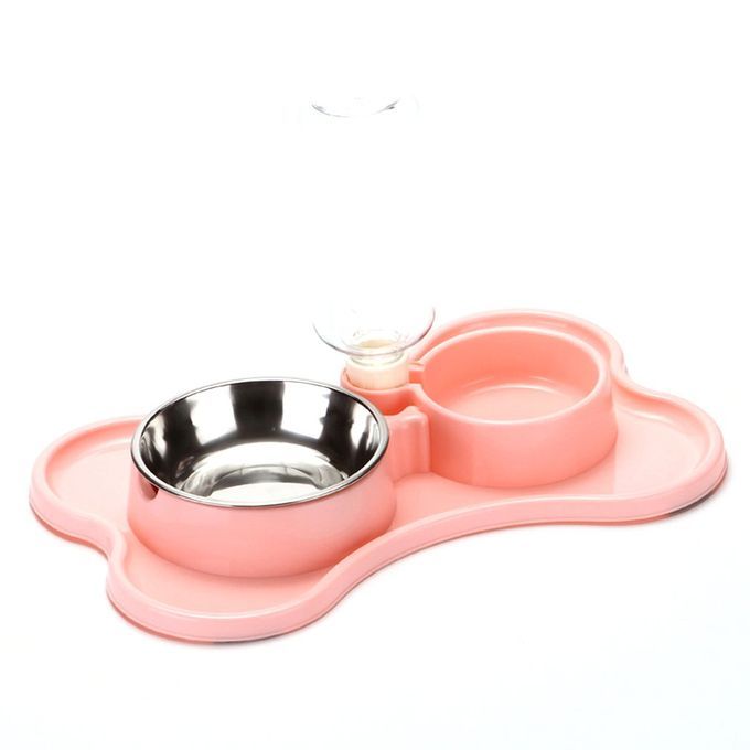 Bone 2 In 1 Stainless Steel Pet Bowl Water Food Feeder Supplies