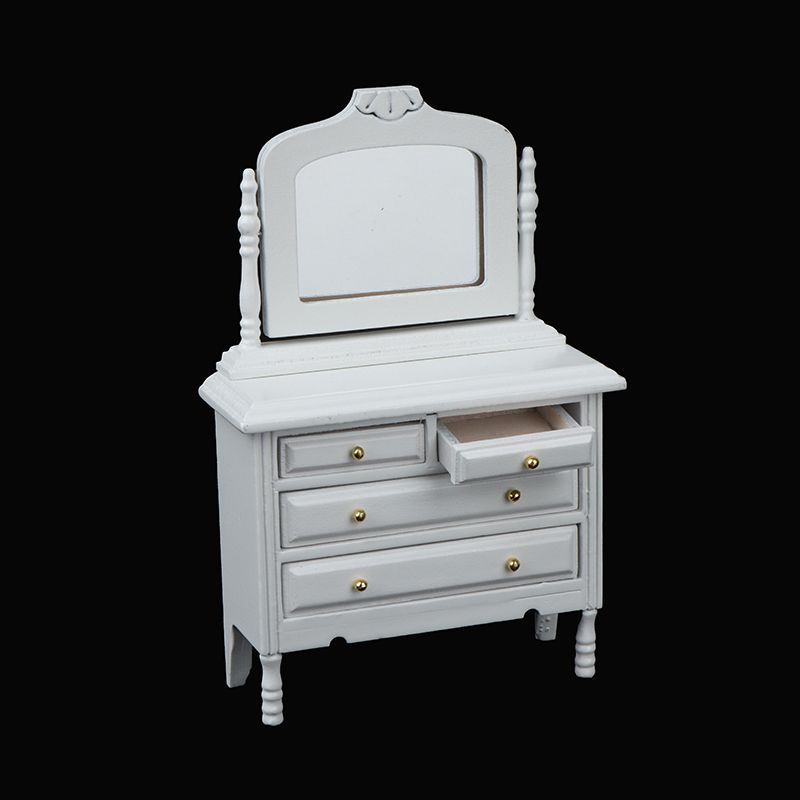 1Pc 1:12 Dollhouse Miniature Dresser Cosmetic Mirror Drawer