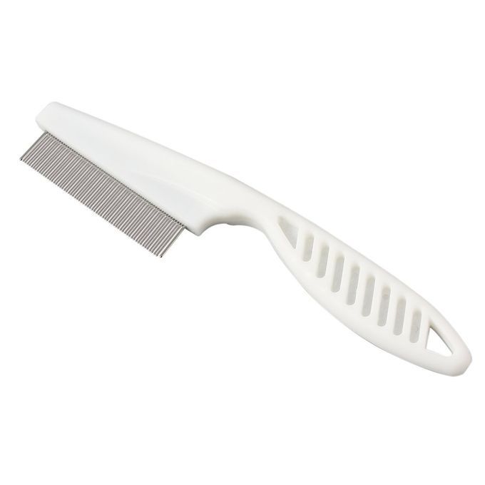 Pet Dog Hair Flea Comb Stainless Pin Cat Grooming Brush Clean Tool White