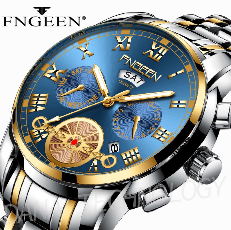 02 Calendar Business Waterproof Quartz Watch/Blue