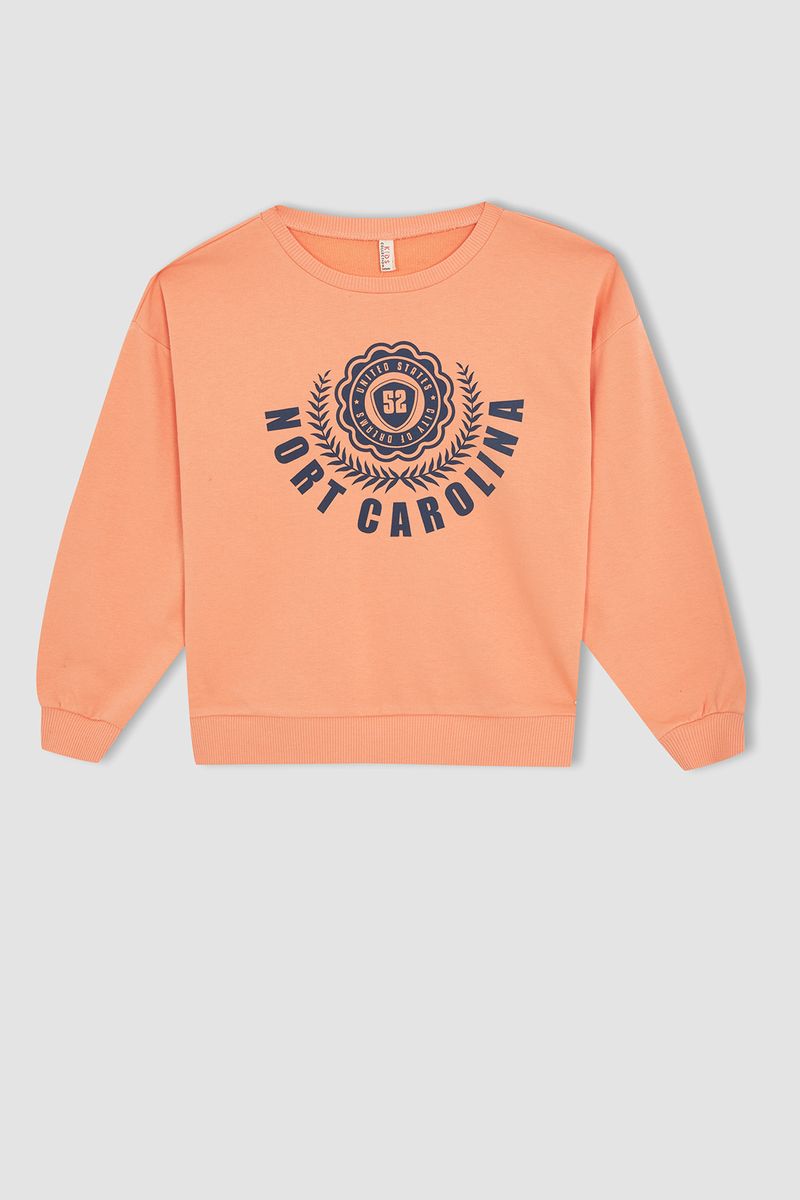 Girl Knitted Regular Fit C Neck Sweat Shirt - Orange