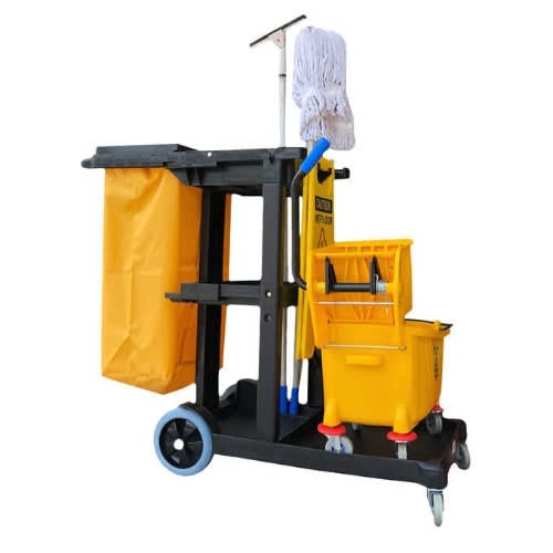 Simpli-magic Commercial Janitorial Cart With 25 Gallon Collection Bag - Black