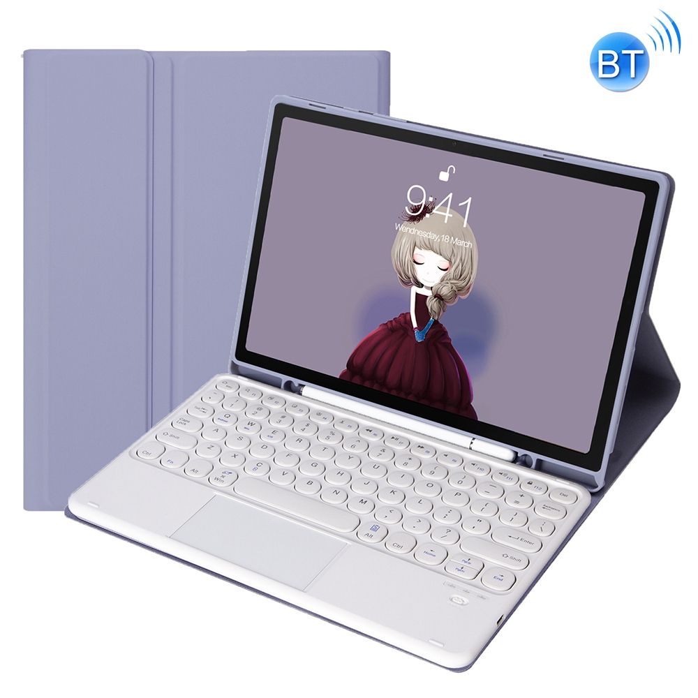 Bluetooth Keyboard Leather Case For Samsung Galaxy Tab S6 Lite 10.4 Inch SM-P610 / SM-P615(Purple)